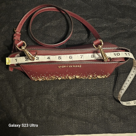 Michael Kors Maroon Selma Saffiano Leather Crossbody Bag - Picture 8 of 16